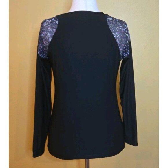 Vogo Athletica Mesh Shoulder Paint Splash Active Long Sleeves Top Large Womens - Picture 2 of 7